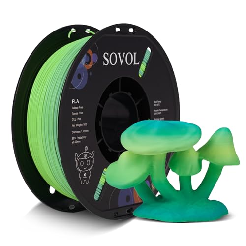 Sovol 3D Printer Matte Multicolored Fast Change Gradient Rainbow PLA 1kg (2.2 lbs) Spool 3D Printing Materials, Dimensional Accuracy +/- 0.03 mm, 1.75 mm, Matte Cabbage