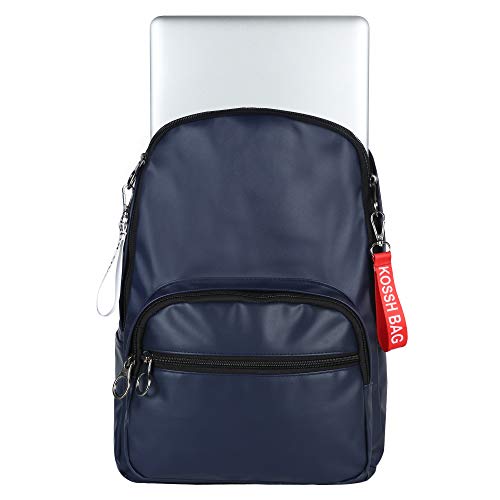 Image of Cutie & Brat PU Leather Canvas Backpack - Durable and Light Weight - 14 inch Laptop Bag for School College Office - Waterproof Travel Casual Unisex Bagpack for Men Women (Blue)