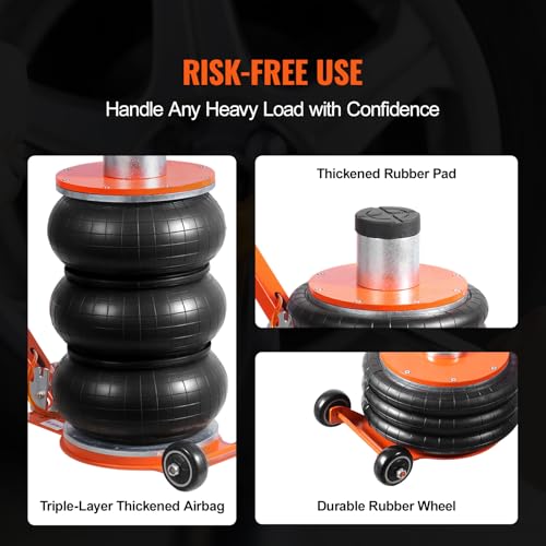 Image of VEVOR Air Jack, 5 Ton /11000 lbs, 4-10 S Pneumatic Lifting Jack with Heightened Column & Adjustable Handle, Easy-to-Lift & Space-Saving Jack with Thick Rubber Pad, Fits for Sedan, SUV, Pickup Truck