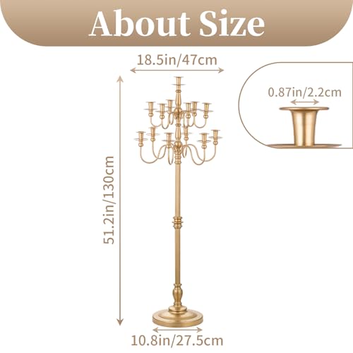 Sziqiqi Gold Candelabra Candle Holder: 13-Arms Floor Standing Candle Holders for Christmas Centrepiece - 130cm Tall Vintage Candlestick Holder for Home Dining Living Room Fireplace Decor - Cosy Home Interiors Sziqiqi Gold Candelabra Candle Holder: 13-Arms Floor Standing Candle Holders for Christmas Centrepiece - 130cm Tall Vintage Candlestick Holder for Home Dining Living Room Fireplace Decor - Image 5
