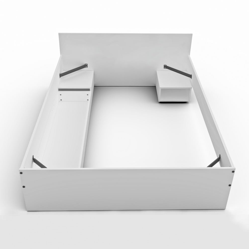 WEBER INDUSTRIES Lit Twist 140x190 + 2 chevets + 1 tiroir/Blanc