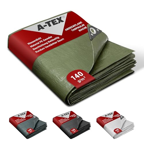 A-TEX® Abdeckplane 140g/m² (Grün, 2 x 3 m) | Verschiedene Stärken, Größen und Farben wählbar | Plane mit Ösen | Gewebeplane Gartenplane Zelt Holzplane | wasserdicht | reißfest | UV-stabilisiert