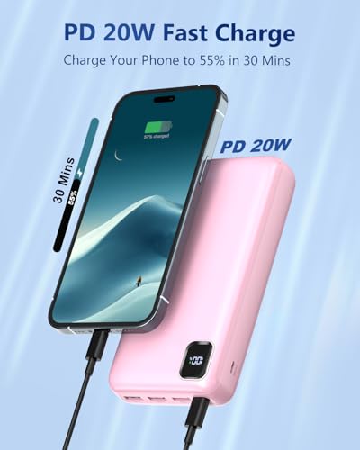Image of Portable Charger 50000 mAh Power Bank PD 30W and QC 4.0 PowerBank Fast Charging External Battery Pack with USB-C LED 3 Outputs & 2 Inputs Portable Charging for iPhone 15 14 13 pro, Samsung