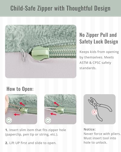 Blissful Diary Toddler Chair, Snuggly Soft Kids Sofa Chair, Supportive Toddler Couch for Boys and Girls, Kids Furniture for Baby Gift, Sage Green