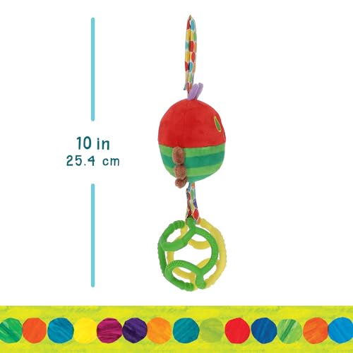 Image of Eric Carle Very Hungry Caterpillar Chime Toy with Silicone Gummi Ogobolli - Makes Sound When Shaken and Great for Teething - Hanging Loop for On The Go