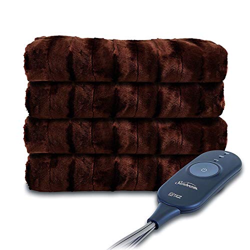 Sunbeam Heated Throw Blanket | Faux Fur, 3 Heat Settings, Walnut