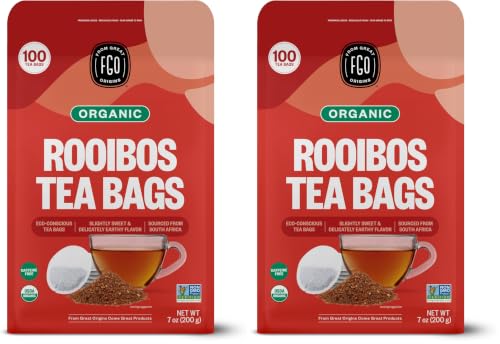 FGO Organic Rooibos Tea, 100 Count, Eco-Conscious Tea Bags, Caffeine Free, Packaging May Vary (Pack of 2)