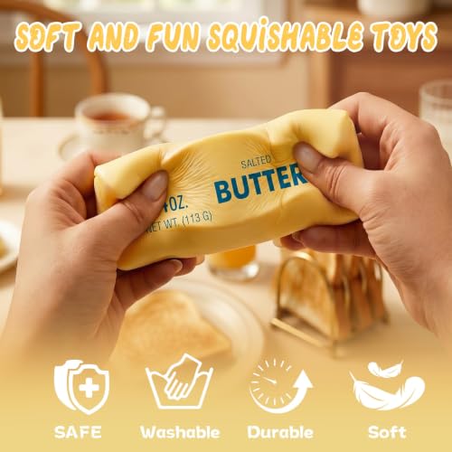 Image of 1PCS Butter Squishy - Slow Rising Butter Squishy Toy, Realistic Food Fidget Toys, Soft PU Material, Sensory Anxiety Relief & Focus Aid, Portable 5.5 Inch Squishy Butter for Office & Home