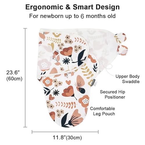 Image of HOUSBAY 100% Cotton Baby Swaddle Sleep Sacks for Newborn Swaddling Blankets Adjustable 2-Way Zipper 1 Pac (Red Flower, Medium /Large | 3-6 Months)