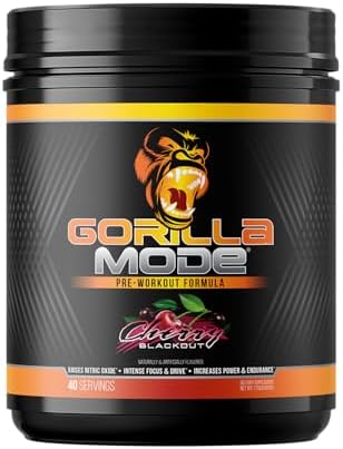 Gorilla Mode Pre Workout - Massive Pumps Laser Focus Energy Power - L-Citrulline, Creatine, L-Tyrosine, Betaine, Hydroprime, Alpha-GPC, 400mg Caffeine, Huperzine A - 812g (Cherry)