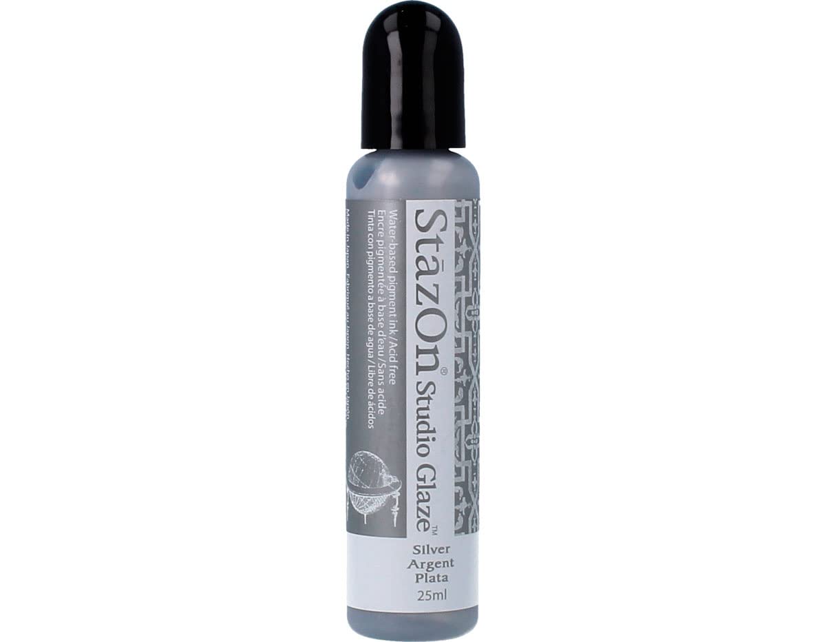 Tsukineko StazOn Studio Glaze for Stained Glass Effects on Artwork, Silver-image-4