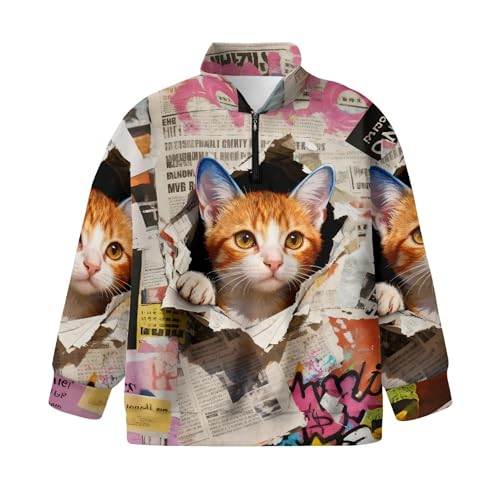 Image of AmzPrint Girls Graphic Quarter Zip Coat Long Sleeve Lightweight Oversized Athletic Running Hoodies For Kids Teen Girls