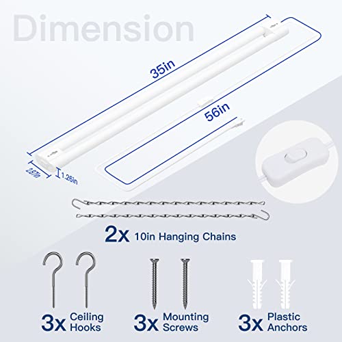 Image of BBOUNDER 3FT LED Shop Light Fixture, Super Bright 3300LM, Cool Daylight White 6500K, Ceiling or Hanging Mount, Durable Garage Shop Lighting for Warehouse, Workbench, Basement, and Business Use, White