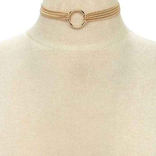 Yienate Gothic Mehrreihige Hohlkreis-Ring-Halskette - Minimalistischer Gold Circle Hoop für Frauen