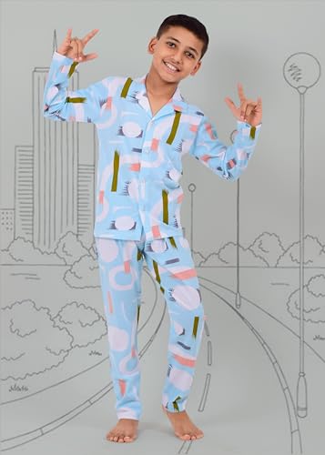 Image of 3BROS Kid's Pure Cotton Full Sleeves Night Suit /Dress for Boys /Girls Full Pajama & Top Sleep Suit Combo Set