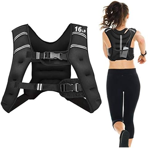 Goplus Weighted Vest, 12 lb/16lb/20lb/30lb Weight Vest Workout Equipment, for Men Women Kids, with Adjustable Buckles & Mesh Bag for Fitness Running (16 LBS) Cover