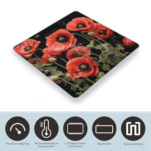 Báscula digital de baño con diseño flores y vidrio templado miniatura 3