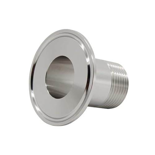 Bcomfy Men's Dn50 Ferrule Od 77.5 1Pc Sp1/4" 1/2” 3/4” 1” 1-1/4” 11/2“ 2" Ss 304 Stainless Steel Sanitary Threaded Ferrule Pipe Fitting Tri Clamp Adapter Dn15-50(,Ss304)