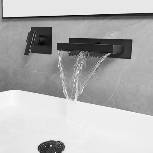 Homevacious HM-73020-B Wall Mount Bathtub Faucet Waterfall Bathtub Single Lever Sink Filler Set thumb #4