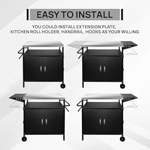 35 h outdoor grill cart with storage outdoor kitchen island for grill stainless steel grill cart with wheels for outside bbqpatiobackyard  urban country home decor