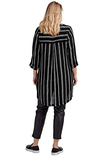 Ellos Women's Plus Size Notch Neck Crinkle Tunic - 24, Rich Indigo White Stripe Blue #TOP2