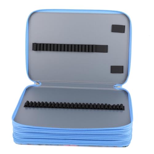 Image of Vomgomfom Colored Pencil Case - 200 Slots Pencil Holder with Zipper Closure Twill Fabric Large Capacity Pencil Case for Watercolor Pens or Markers, Pencil Case Organizer for Artist (Blue Flower)