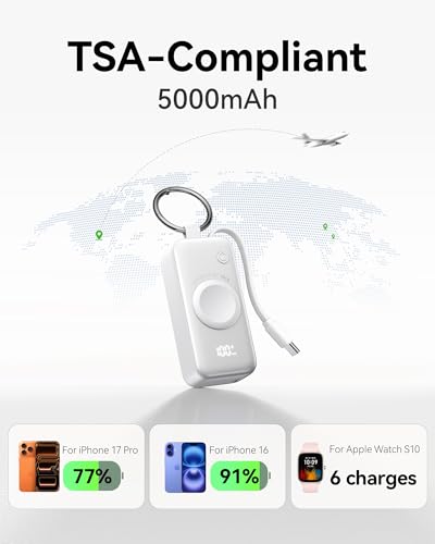 Image of INIU 3-in-1 Portable Charger, Small 5000mah Power Bank with Built-in USB C Cable and Watch Charger, 20W PD Fast Charging Battery Pack, Travel Charger for iPhone 16 15, Apple Watch, etc