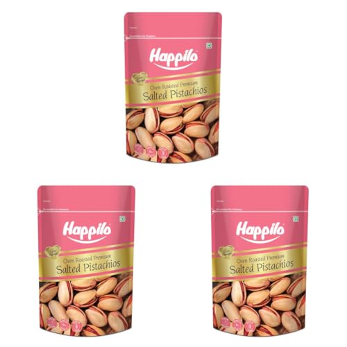 Image of Happilo Premium Pink Oven Roasted & Salted Pistachios 200g | Rich In Protein, Phosphorus | Dietary Fibre, Premium Nuts & Dry Fruits | Shelled Nuts, Crunchy | Delicious Healthy Snack (Pack of 3)