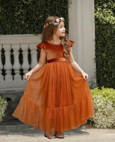 Flower Girl Dress Flower Girls Velvet Tulle Dresses for Wedding Formal Birdesmaid4