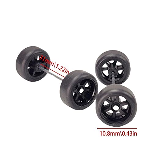 PLGEBR Alloy 1:64 Wheels,Scale Alloy Wheels Rubber Tires,Model Alloy and Accessories Tires Wheel Rubber