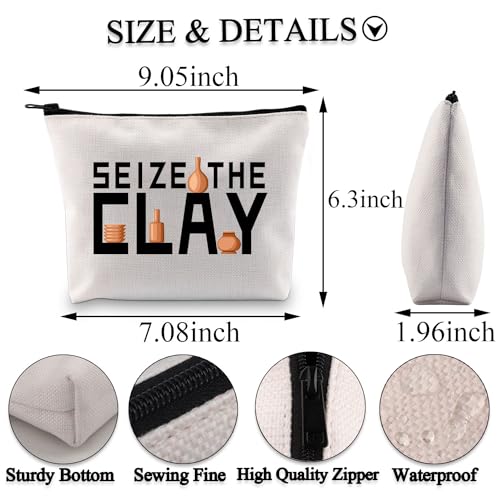 PLITI Ceramic Artist Gifts Ceramic Lovers Gifts Seize The Clay Pottery Makeup Bag Pottery Artist Gift Art Teacher Gift (Seize The Clay bagU) - Image 2