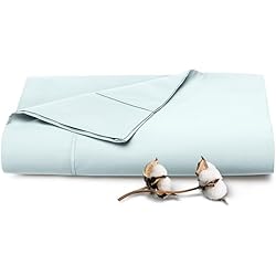 Pizuna Pure 100% Cotton Flat Sheets Only Twin XL Baby Blue (1 PC), Luxurious 400 Thread Count Long Staple Cotton Sateen with 4inch Hem (Combed Twin XL Flat Sheet Only Cotton)