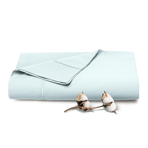 Pizuna 100% Cotton Queen Flat Sheet 400 Thread Count Baby Blue