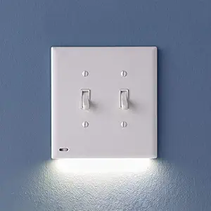 2 Pack, SnapPower SwitchLight [for Double-Gang Light Switches] - Light Switch Wall Plate with Built-in LED Night Lights - Bright/Dim/Off Options - Automatically On/Off Sensor - (Toggle, White)