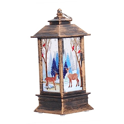 DOITOOL Lanterne Tempête De Noël Lampe Décorative Vintage Suspendue Motif Élan Petite Lanterne pour Centre De Table Intérieur Extérieur