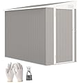 Outsunny 4' x 7.7' Metal Outdoor Storage Shed, Lean to Storage Shed, Garden Tool Storage House with Lockable Door and 2 Air Vents for Backyard, Patio, Lawn, Light Gray
