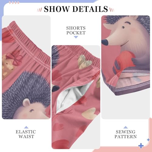 Hedgehog Red Love Boys Long Pants Soft Trousers Elastic Waist Kids Lounge Bottoms with Pockets S-XL4