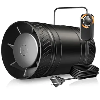 4 Inch Inline Duct Fan with Speed Controller, Upgraded Inline Fans High-Efficiency Exhaust Duct Fan, Low Noise HVAC Ventilation in Basement Bathroom Workshop Attic Grow Tent