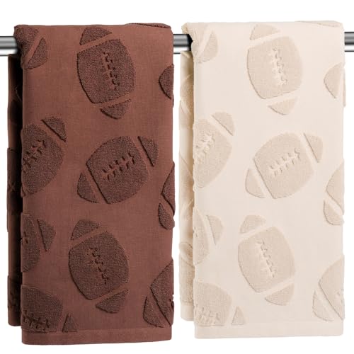 Heirloom Haven 2 Pcs Football Hand Towels Cotton Absorbent Kitchen Towels Jacquard Weave Washcloths for Drying Cleaning Cooking Housewarming Gift 14 x 29 Inches