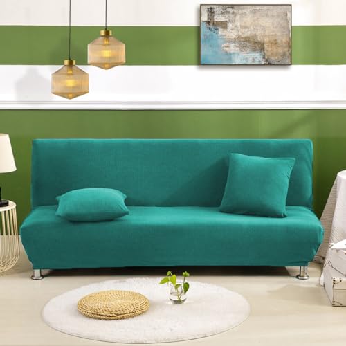 Housse de canapé élastique sans accoudoirs extensible polyester vert L