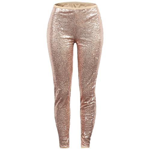 Legging slim brillant à paillettes thermique et push up beige - 2
