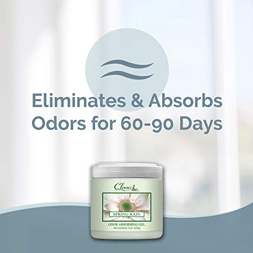 Clear Air Odor Absorber Gel - Odor Eliminator & Air Freshener - Made With Essential Oils - Spring Rain Scent - 15 Ounce - 2 Pack #TOP1