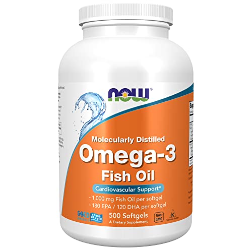Now Supplements, Omega-3 180 Epa / 120 Dha, Molecularly Distilled, Cardiovascular Support*, 500 Softgels #TOP21