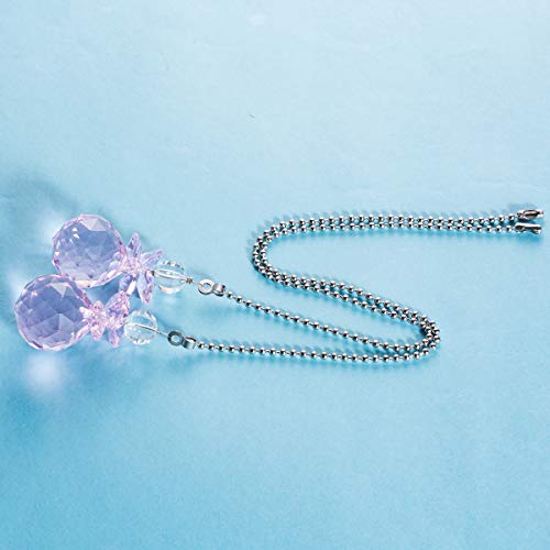 Image of Crystal Ceiling Fan Pull Chains Hanging Pendants Prism Pack of 2 Pink