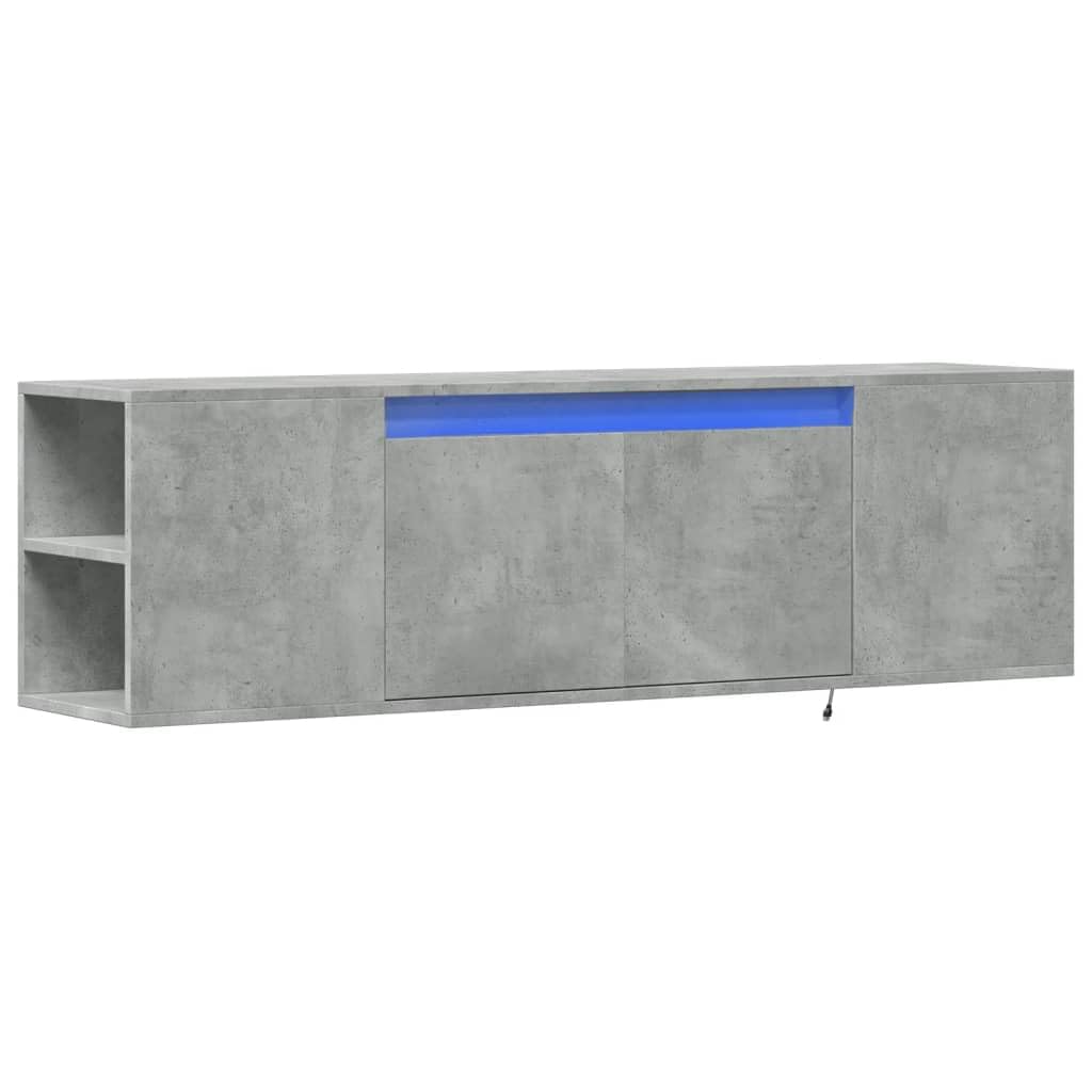 VIDAXL TV Wall Cabinet with LED Lights - Grey - Engineered Wood - 135x31x39.5 cm