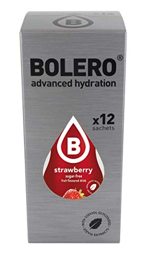 Bolero- Sugar Free Drink Mix Packets Strawberry Fruit Flavors | Powdered Flavored Water Packets | 12 Large Sachet On The Go Packets