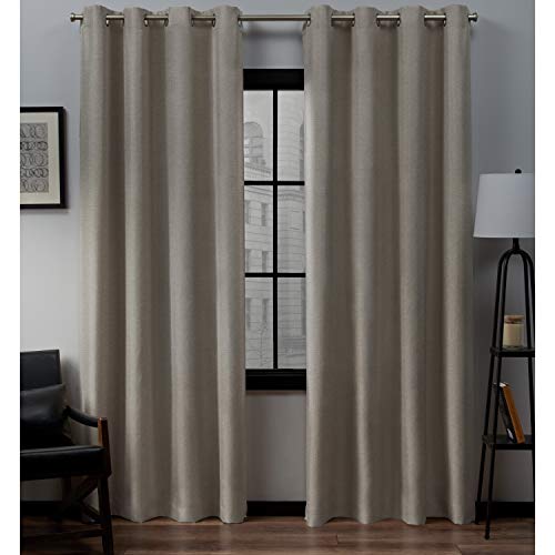 Exclusive Home Loha Linen Grommet Top Curtain Panel Pair, 54"x96", Beige, W 54" x L 96" (2 Panels)