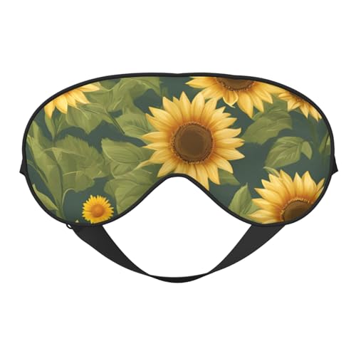 開花するひまわりのプリントスリープアイマスク アウトドア 屋内 旅行 キャンプ 瞑想 ヨガ シフトワーク 通気性