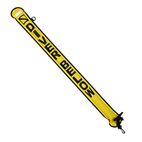 Scuba Diving 4ft Dark Yellow Surface Marker Signal Tube w/Plastic Clip
