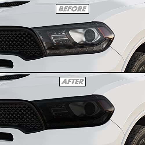 SlickMod PreCut Vinyl Smoke Tint for 2011-2023 Dodge Durango Headlight (20% Dark Smoke, 1. Headlight)